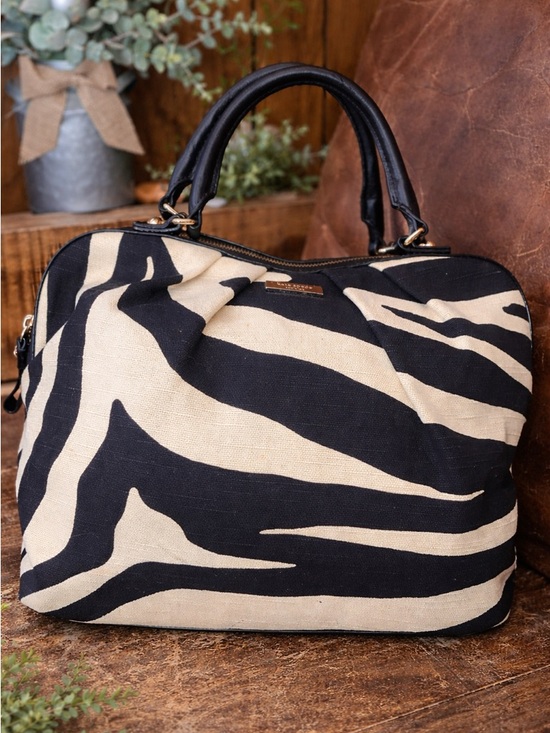 Handbags - Kate Spade Canvas Zebra-Print Satchel & crossbody  Bag - Black & Cream